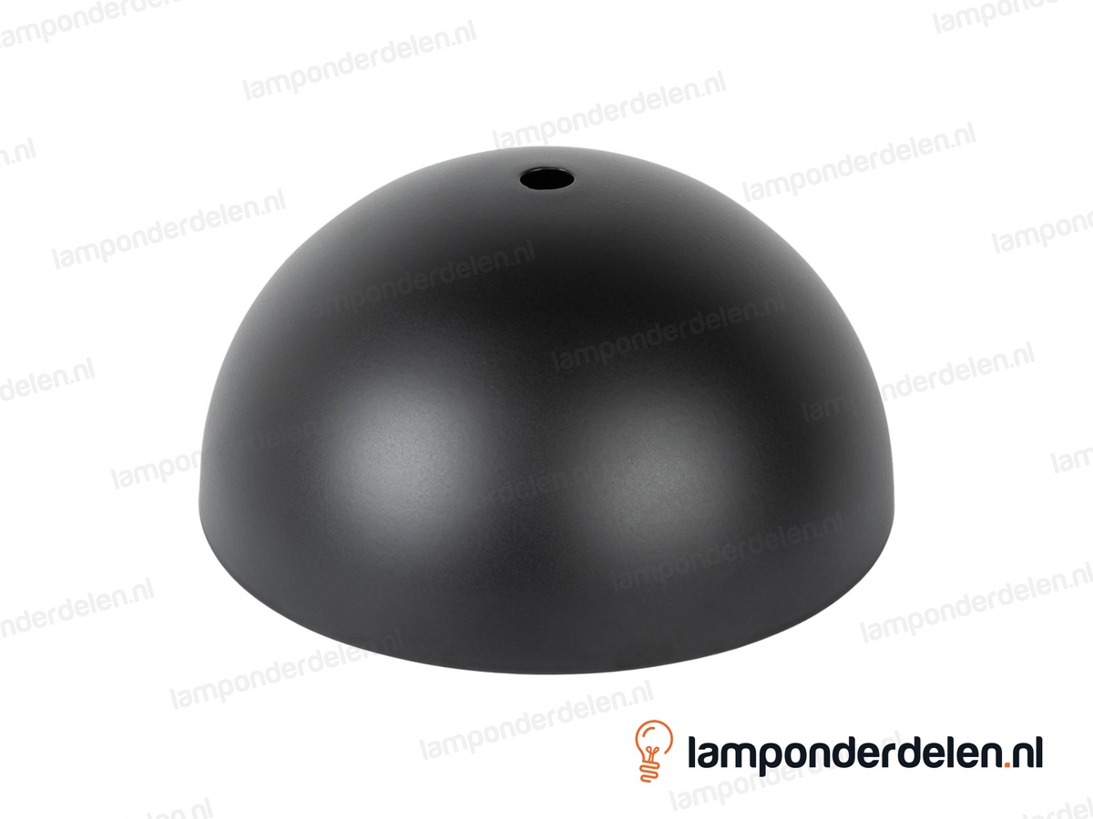Plafondkap metaal zwart halfrond - 14 cm