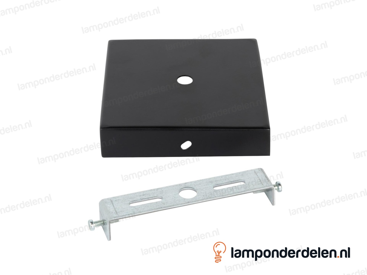Plafondkap metaal zwart vierkant - 11 cm - met plafondkapbeugel