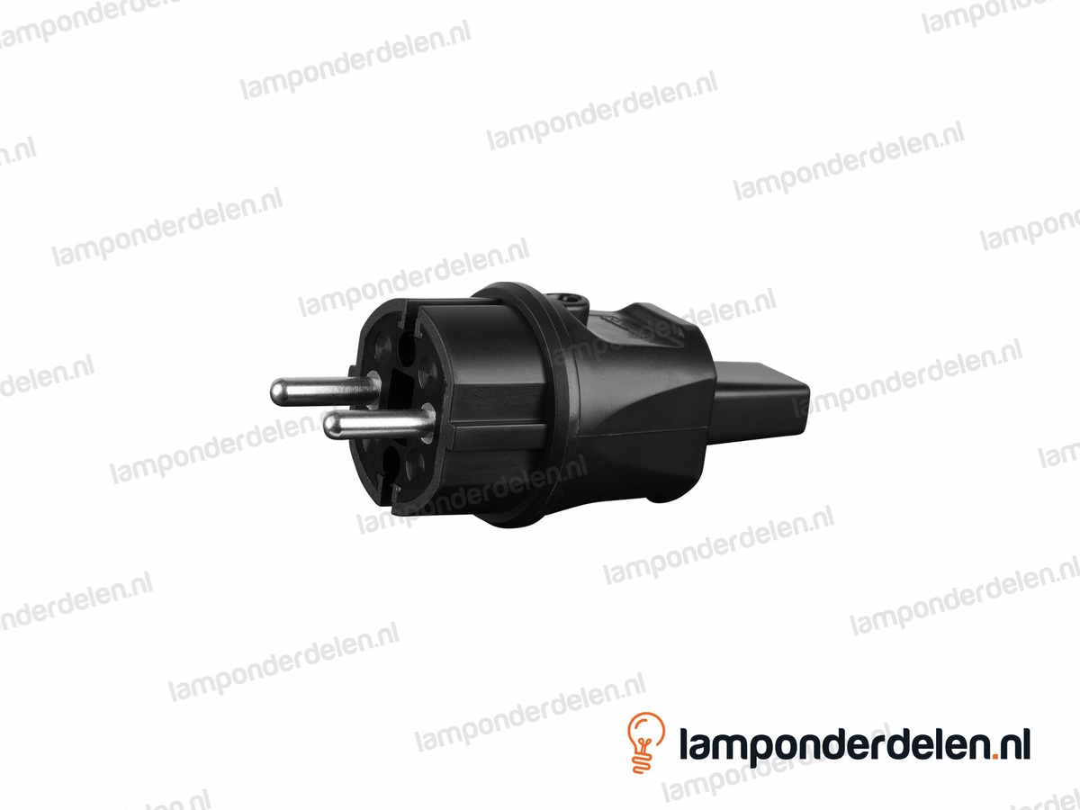 Prikkabel begin stekker PVC zwart
