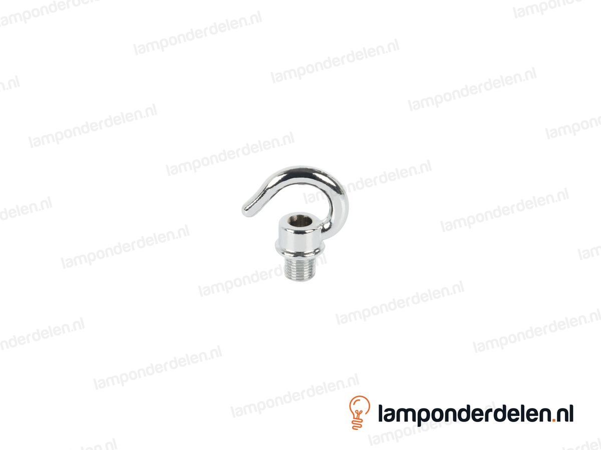 Ringnippel messing chroomkleurig met haak - 33 mm - buitendraad M10x1