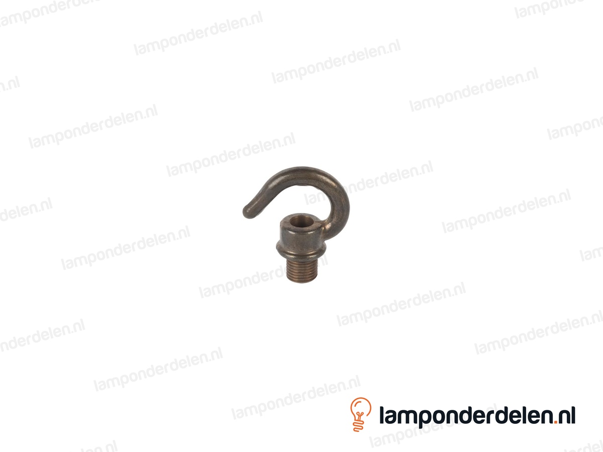 Ringnippel messing oud engels met haak - 33 mm - buitendraad M10x1