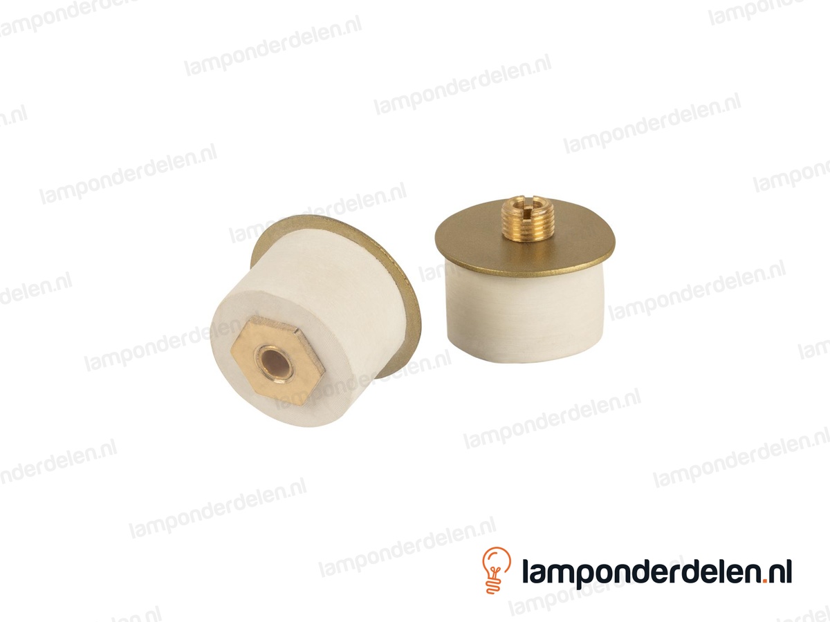 Rubberen fles stop met afdekplaat messingkleurig - voor opening van 33 - 36 mm - buitendraad M10x1