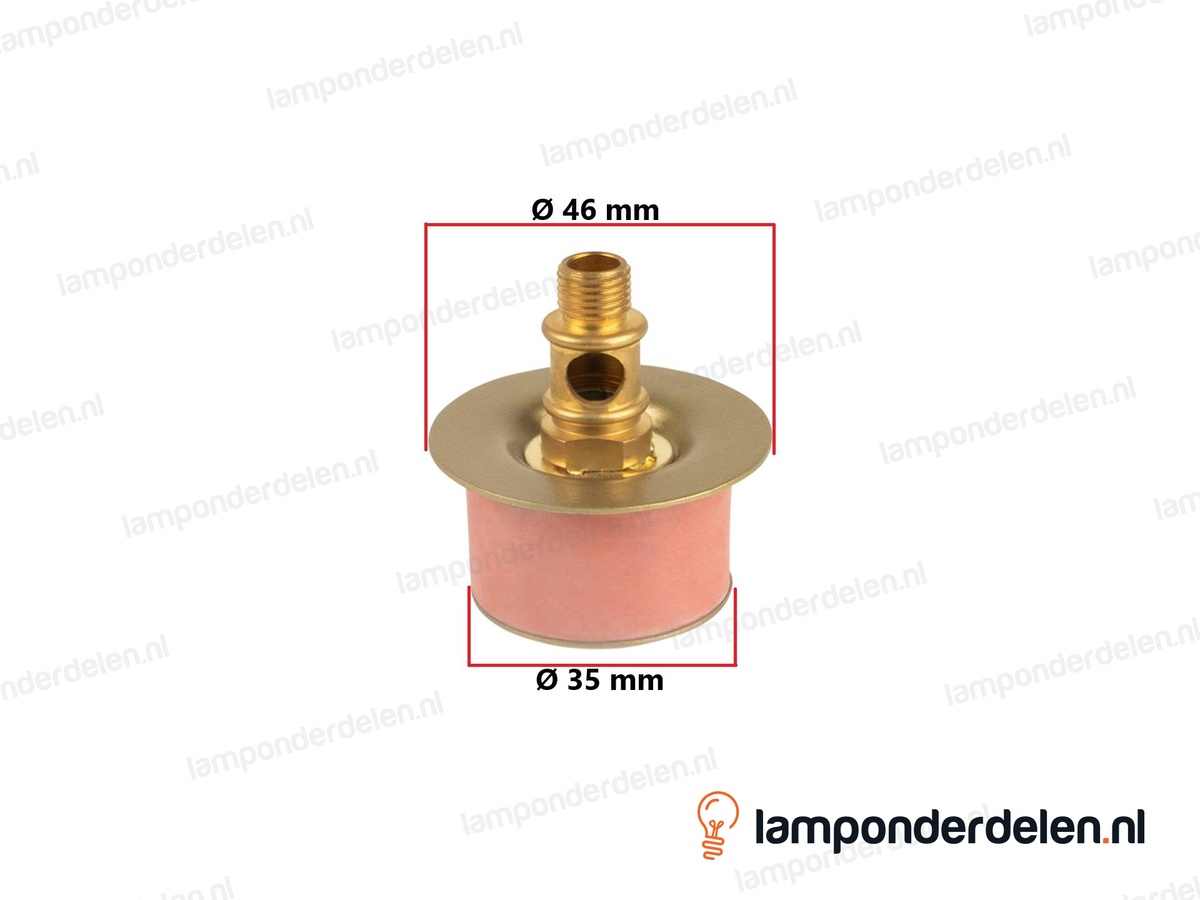Rubberen vaas stop met afdekplaat messingkleurig - voor opening van 35 mm - buitendraad M10x1