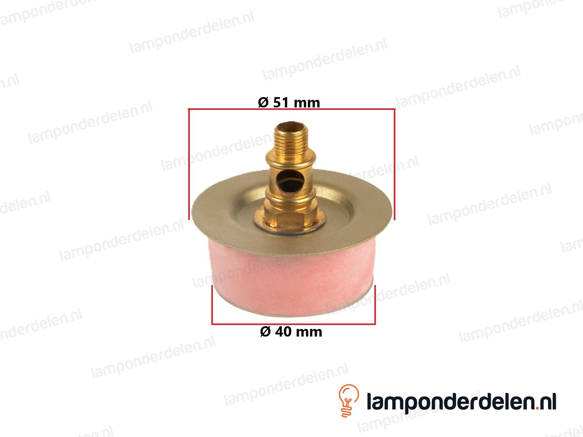 Rubberen vaas stop met afdekplaat messingkleurig - voor opening van 40 mm - buitendraad M10x1