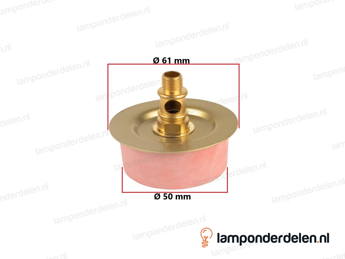 Rubberen vaas stop met afdekplaat messingkleurig - voor opening van 50 mm - buitendraad M10x1