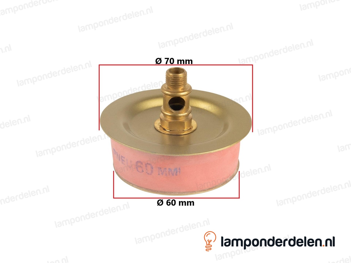 Rubberen vaas stop met afdekplaat messingkleurig - voor opening van 60 mm - buitendraad M10x1