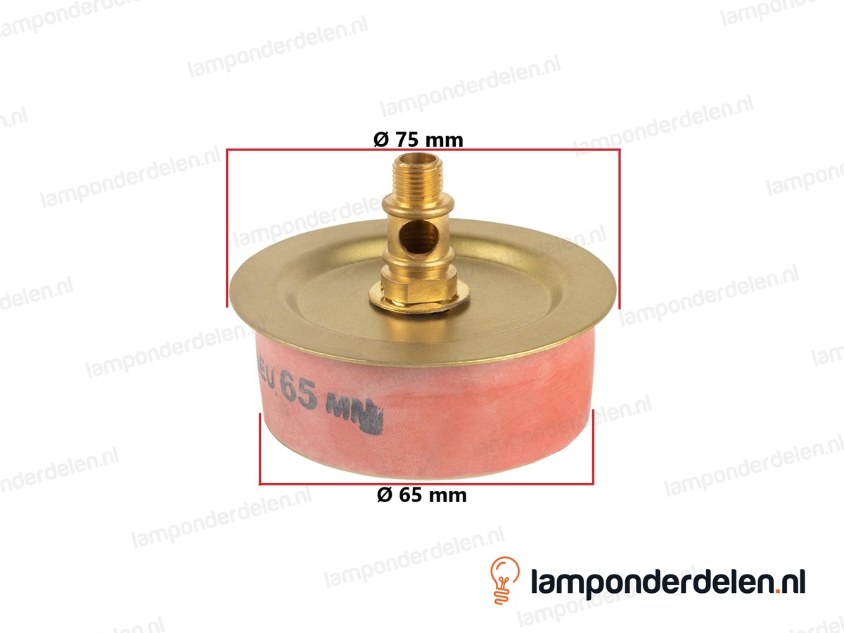 Rubberen vaas stop met afdekplaat messingkleurig - voor opening van 65 mm - buitendraad M10x1