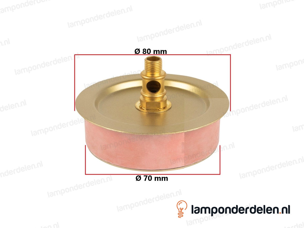 Rubberen vaas stop met afdekplaat messingkleurig - voor opening van 70 mm - buitendraad M10x1