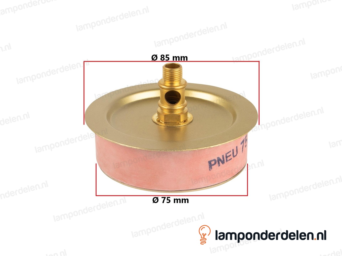 Rubberen vaas stop met afdekplaat messingkleurig - voor opening van 75 mm - buitendraad M10x1