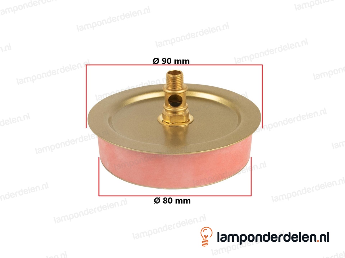 Rubberen vaas stop met afdekplaat messingkleurig - voor opening van 80 mm - buitendraad M10x1