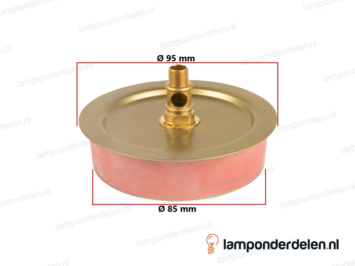 Rubberen vaas stop met afdekplaat messingkleurig - voor opening van 85 mm - buitendraad M10x1