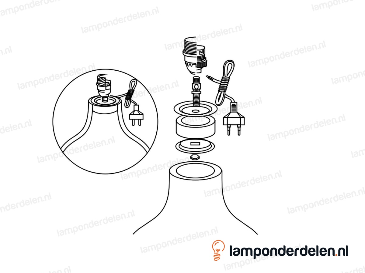 Rubberen vaas stop met afdekplaat messingkleurig - voor opening van 85 mm - buitendraad M10x1