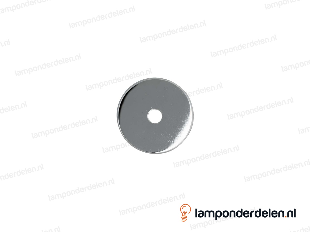 Sierafdekplaat metaal chroomkleurig glad - 5 cm - gat 10,5 mm