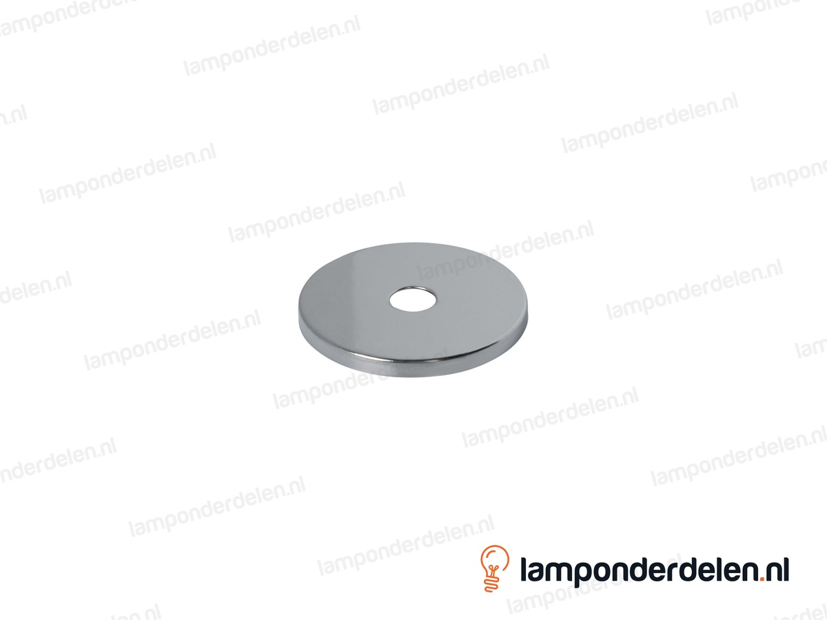 Sierafdekplaat metaal chroomkleurig glad - 5 cm - gat 10,5 mm