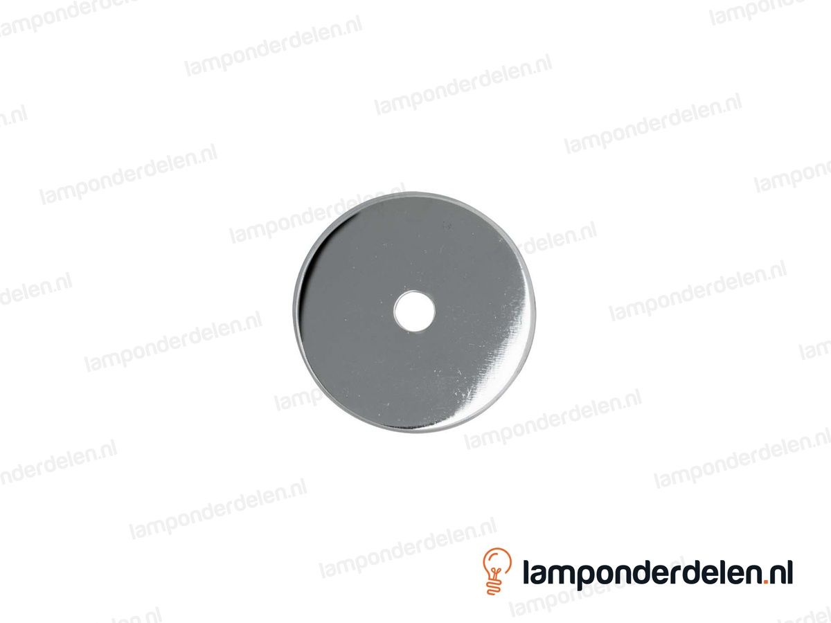 Sierafdekplaat metaal chroomkleurig glad - 6 cm - gat 10,5 mm