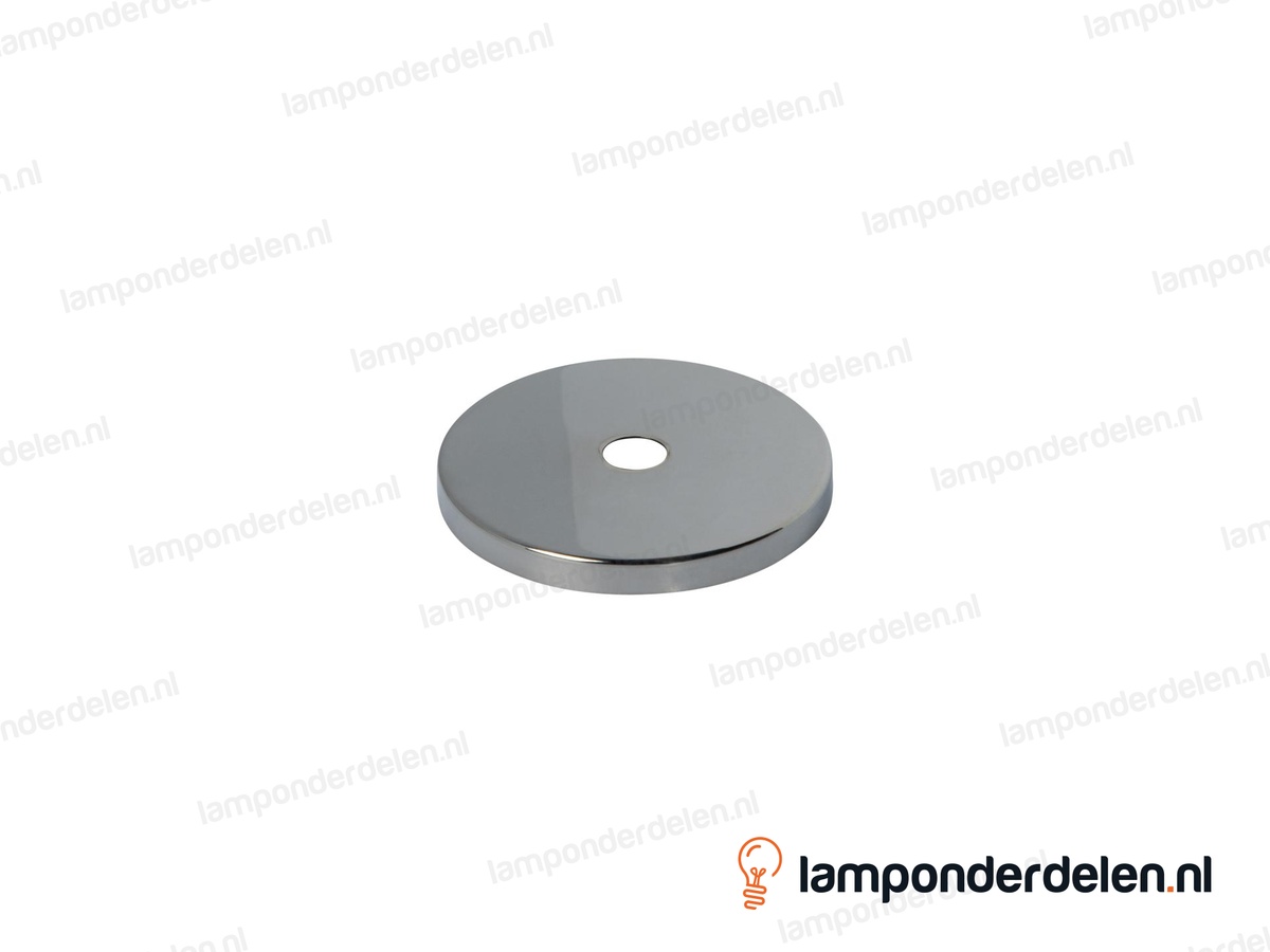 Sierafdekplaat metaal chroomkleurig glad - 6 cm - gat 10,5 mm