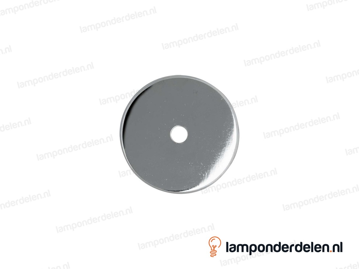 Sierafdekplaat metaal chroomkleurig glad - 7 cm - gat 10,5 mm