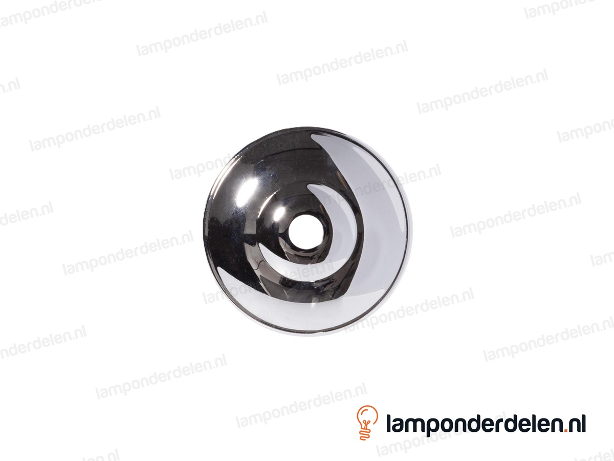 Sierafdekplaat metaal chroomkleurig rozet - 6,5 cm - gat 10,5 mm
