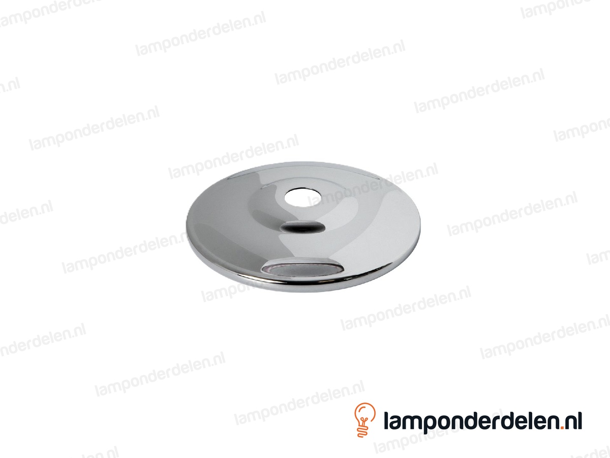 Sierafdekplaat metaal chroomkleurig rozet - 6,5 cm - gat 10,5 mm
