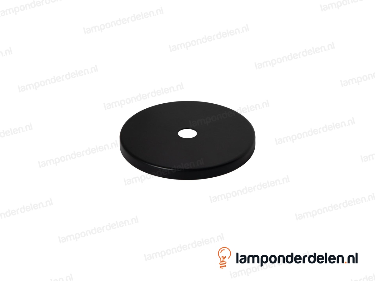 Sierafdekplaat metaal zwart glad - 7 cm - gat 10,5 mm