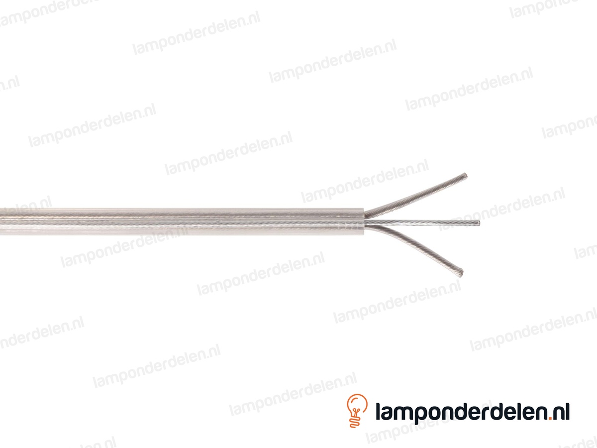 Snoer transparant rond met extra staalkabel voor ophanging - 2 x 0,75 mm²
