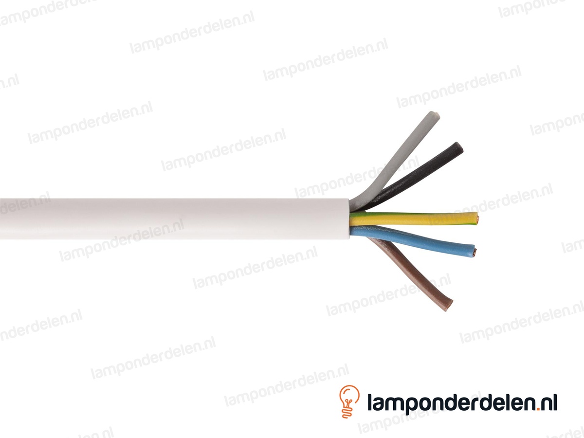 Snoer wit rond - 5 x 1 mm²