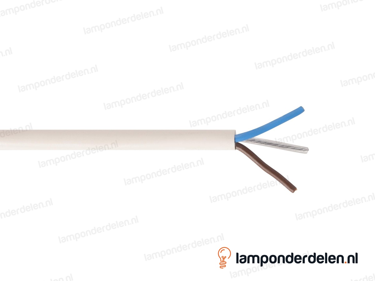Snoer wit rond met extra staalkabel voor ophanging - 2 x 0,75 mm²