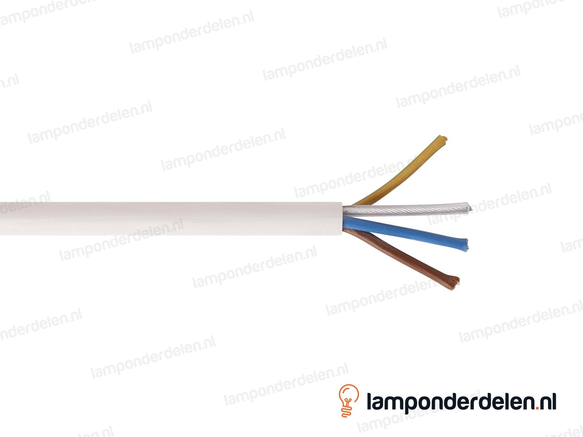 Snoer wit rond met extra staalkabel voor ophanging - 3 x 0,75 mm²
