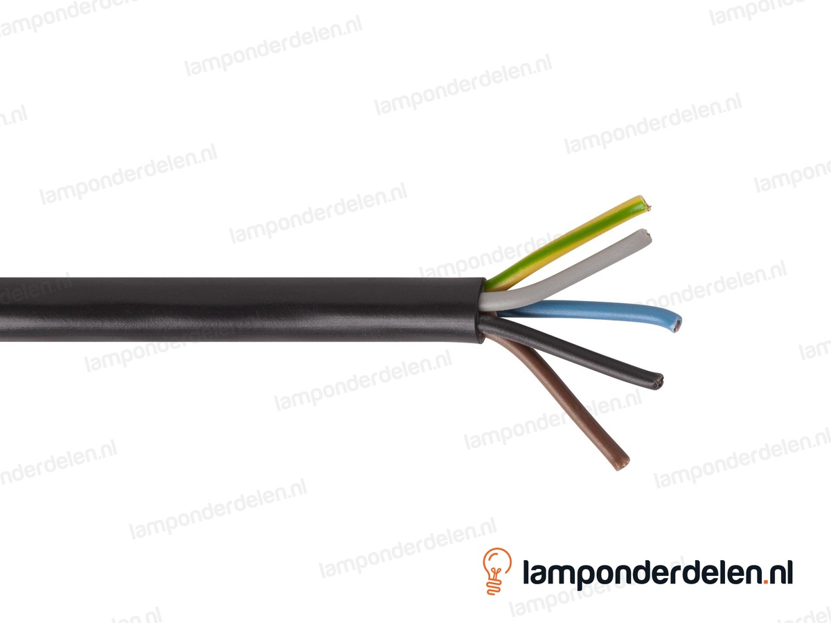 Snoer zwart rond - 5 x 1 mm²