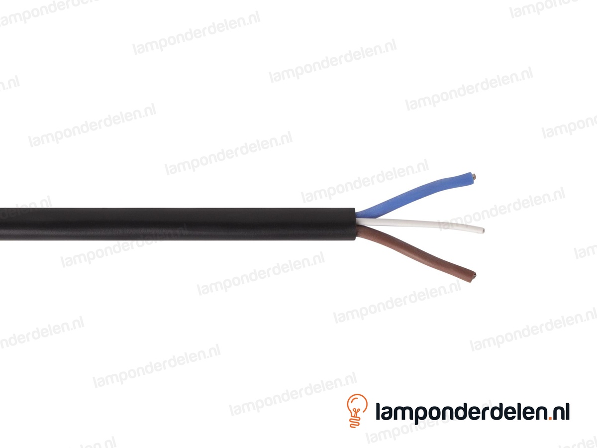 Snoer zwart rond met extra staalkabel voor ophanging - 2 x 0,75 mm²