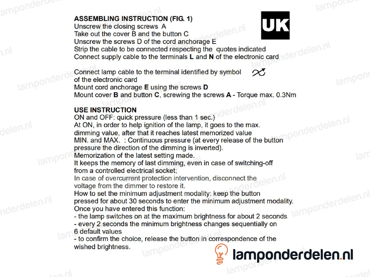 Snoerdimmer kunststof transparant LED - 4 tot 25 watt - maximaal vier LED lampen