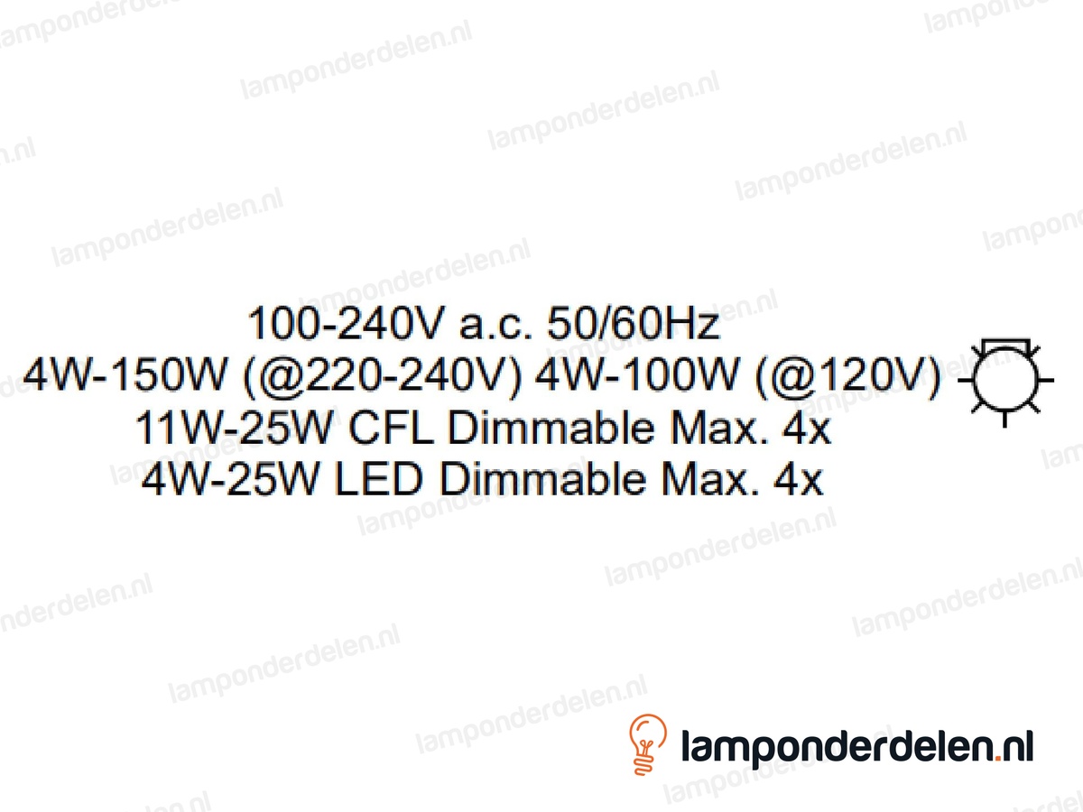 Snoerdimmer kunststof transparant LED - 4 tot 25 watt - maximaal vier LED lampen