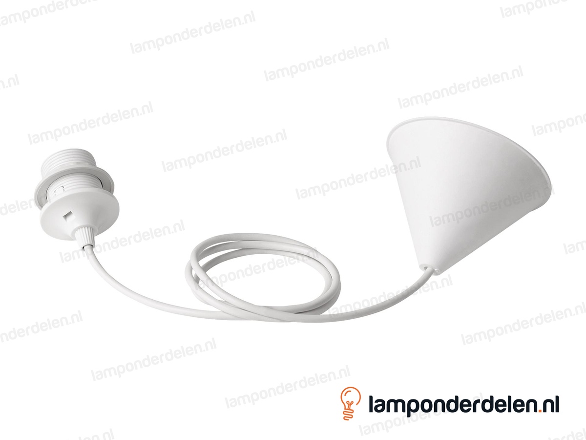 Snoerpendel kunststof wit met fitting E27 - lengte 140 cm