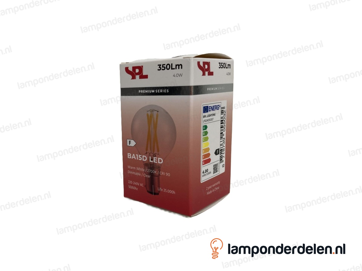 SPL filament LED kogellamp - Ba15d - P45 - helder - 4W - dimbaar