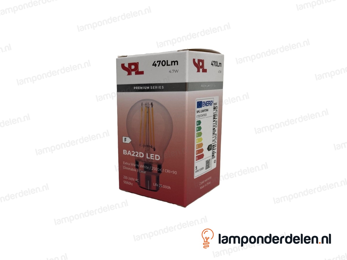 SPL filament LED kogellamp - Ba22d - P45 - helder - 4,7W - dimbaar