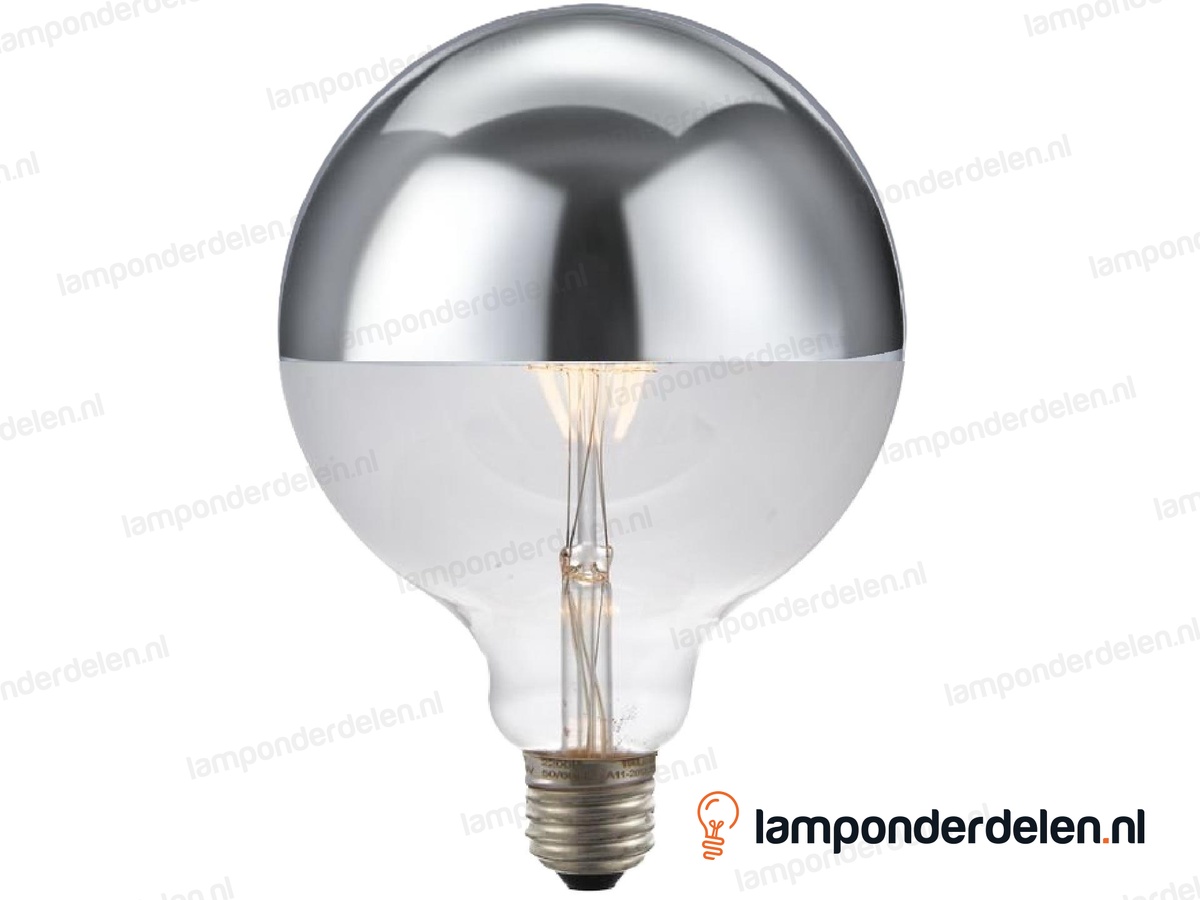 SPL filament LED kopspiegel globelamp - E27 - G125 - zilver - 7W - dimbaar