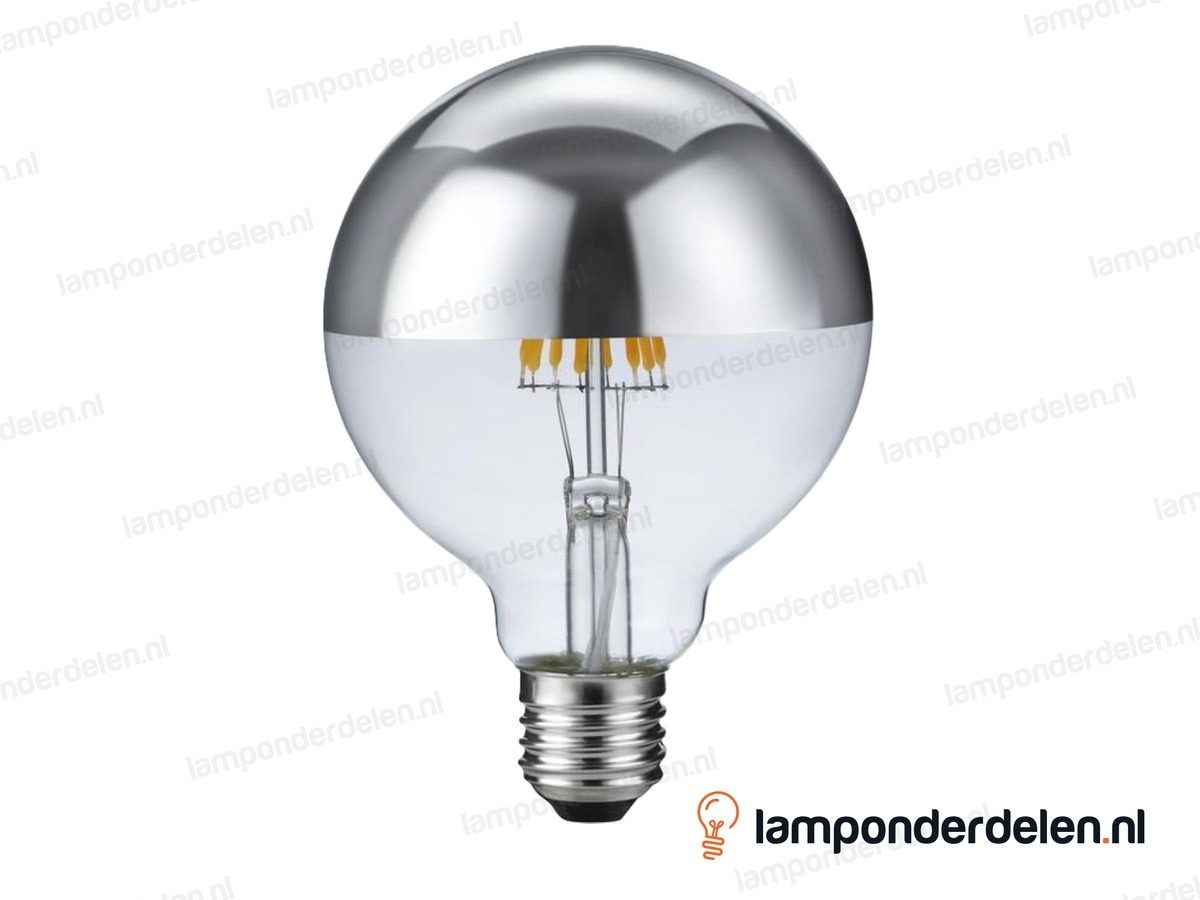 SPL filament LED kopspiegel globelamp - E27 - G95 - zilver - 7W - dimbaar