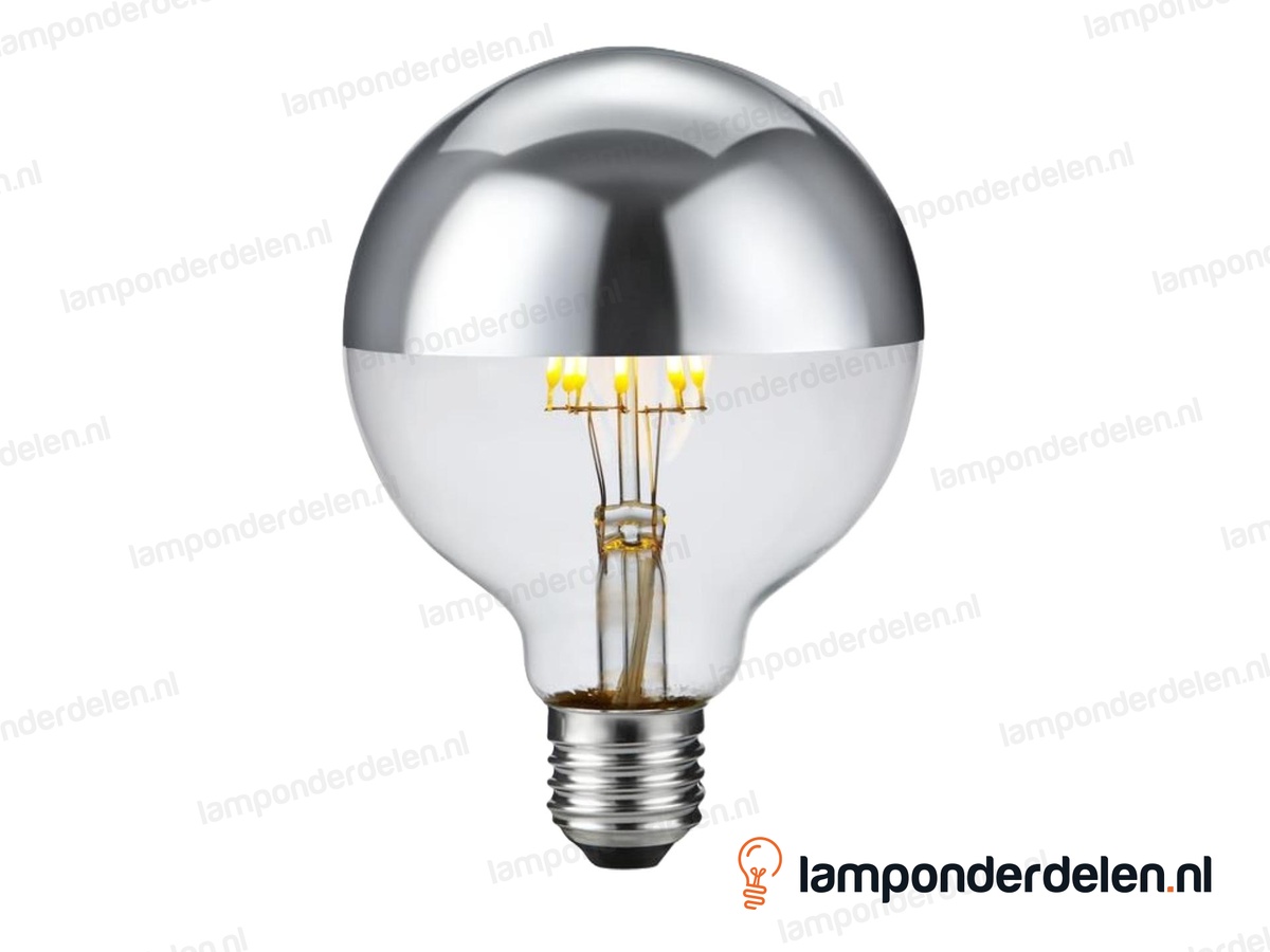 SPL filament LED kopspiegel globelamp - E27 - G95 - zilver - 7W - dimbaar