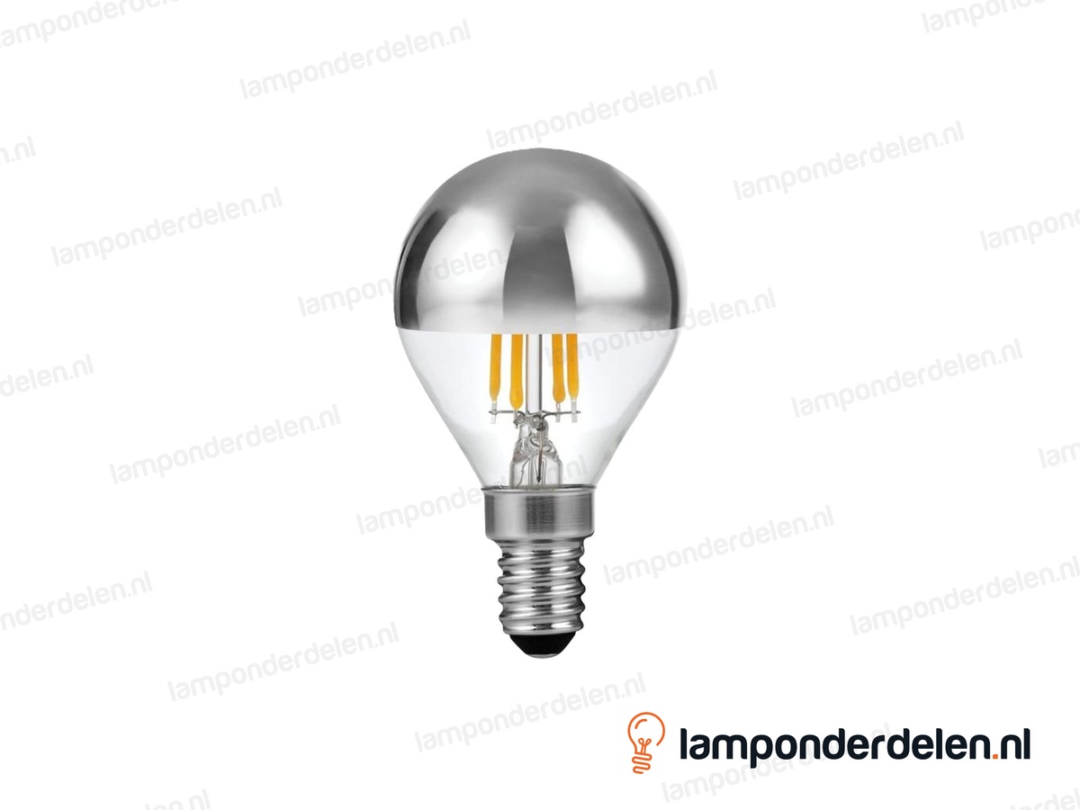 SPL filament LED kopspiegel kogellamp - E14 - P45 - zilver - 4W - dimbaar