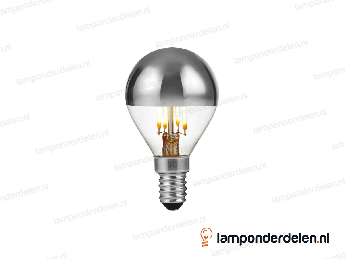 SPL filament LED kopspiegel kogellamp - E14 - P45 - zilver - 4W - dimbaar