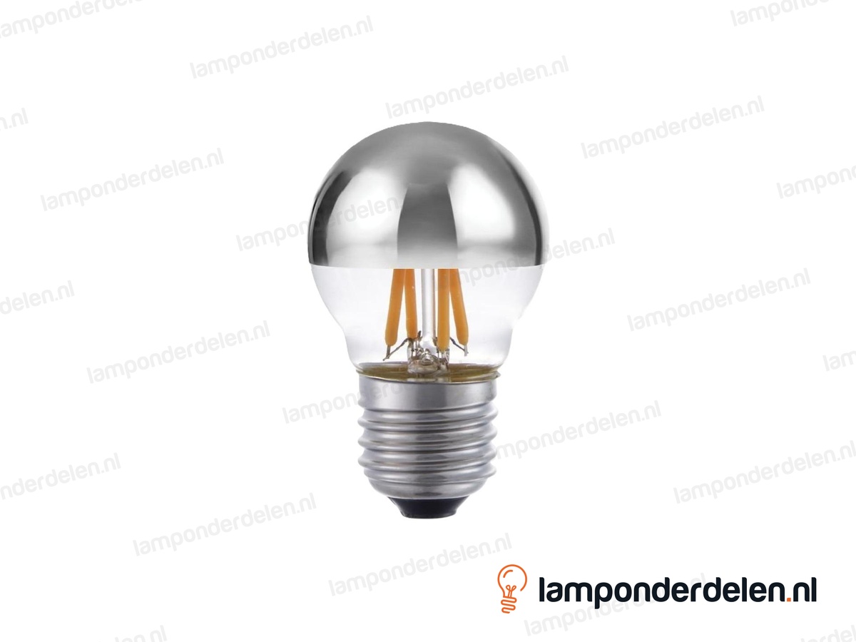 SPL filament LED kopspiegel kogellamp - E27 - P45 - zilver - 4W - dimbaar
