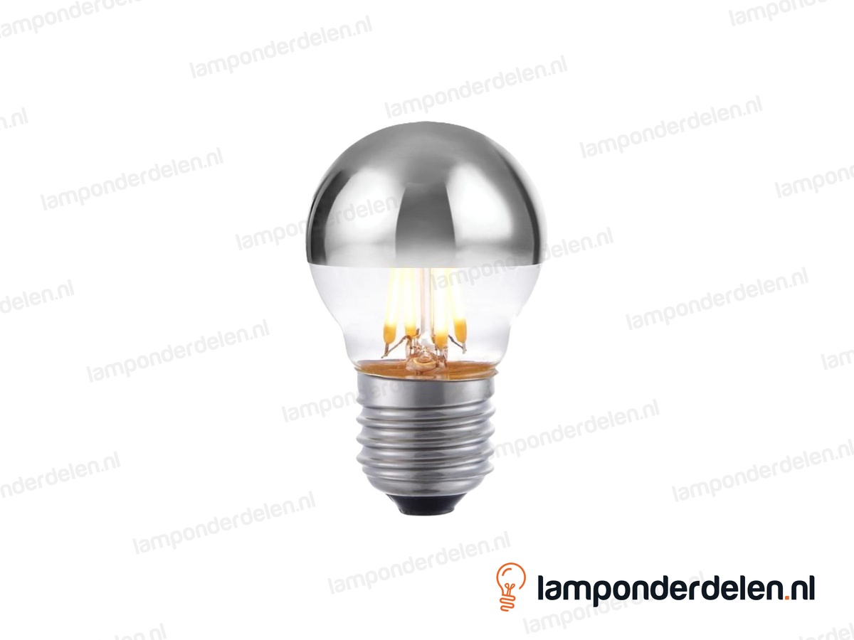 SPL filament LED kopspiegel kogellamp - E27 - P45 - zilver - 4W - dimbaar