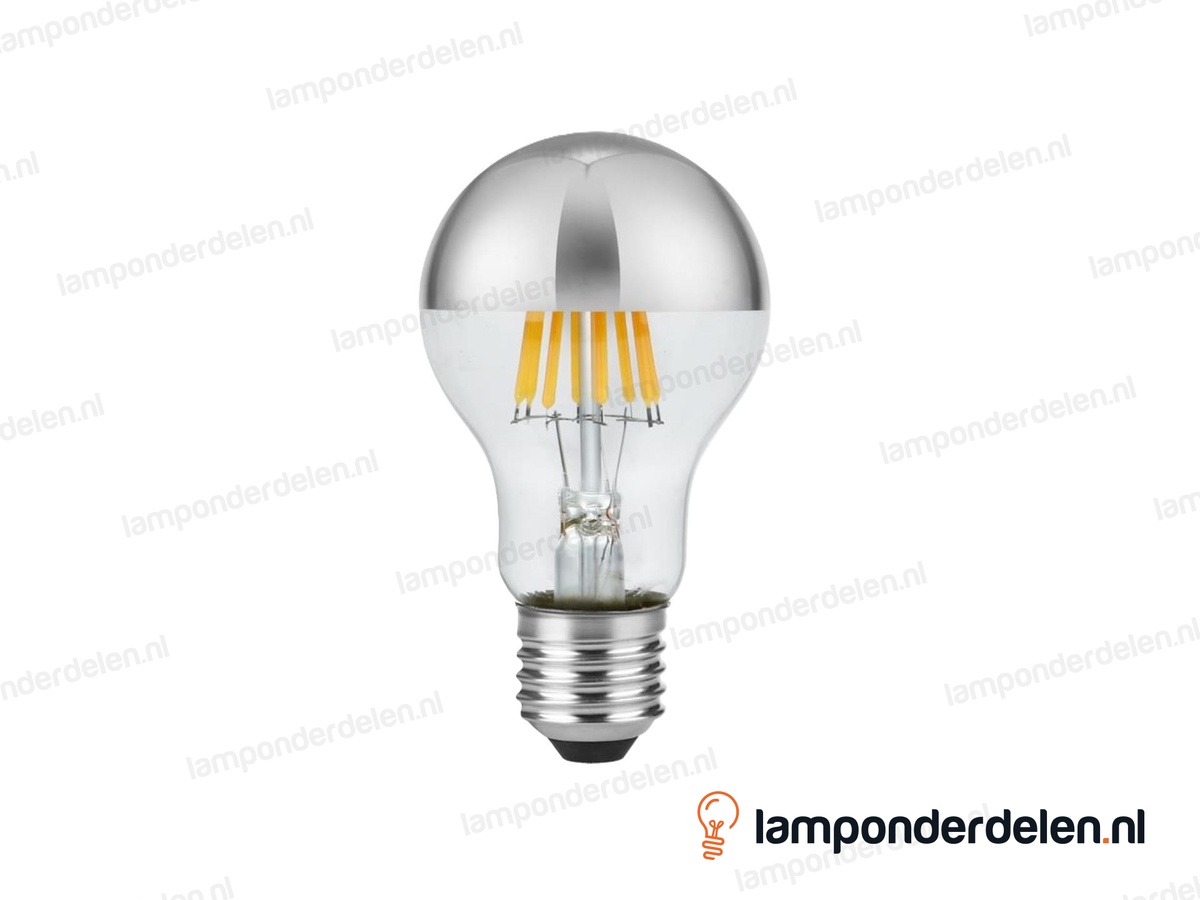 SPL filament LED kopspiegel standaardlamp - E27 - A60 - zilver - 6,5W - dimbaar