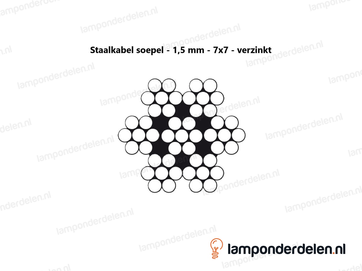Staalkabel soepel - 1,5 mm - 7x7 - 100 meter rol