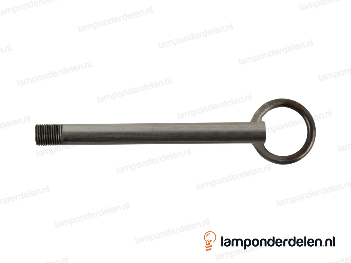 Stelpijp metaal blank - lengte 12,5 cm - ophangoog 30 mm - buitendraad M10x1