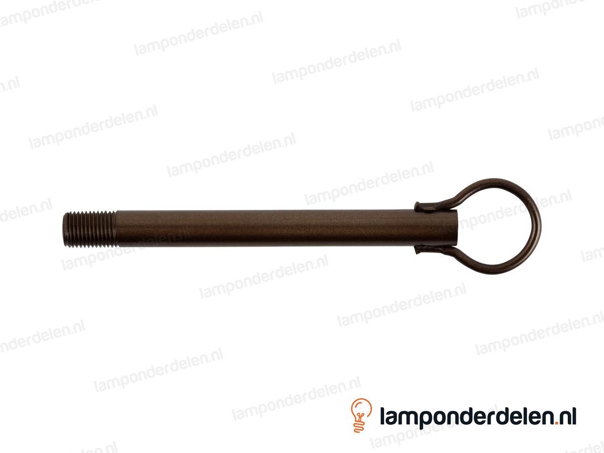 Stelpijp metaal bronskleurig - lengte 12 cm - ophangoog 25 mm - buitendraad M10x1