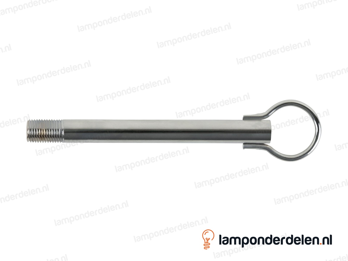 Stelpijp metaal chroomkleurig - lengte 12 cm - ophangoog 25 mm - buitendraad M10x1