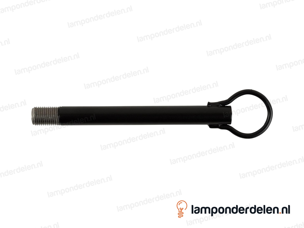 Stelpijp metaal zwart - lengte 12 cm - ophangoog 25 mm - buitendraad M10x1