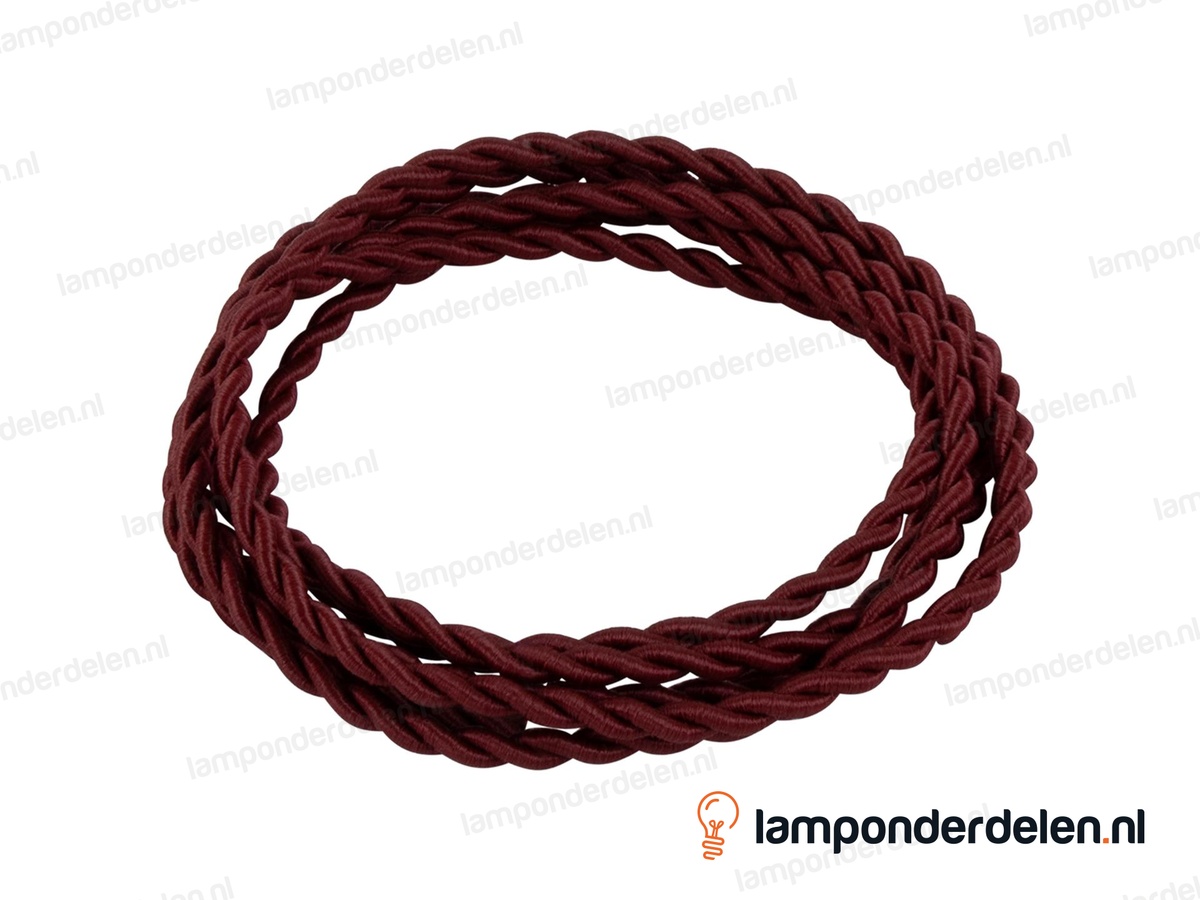 Strijkijzersnoer bordeauxrood gedraaid - 2 x 0,75 mm²