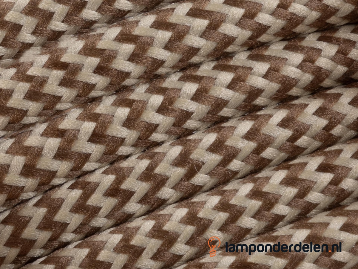 Strijkijzersnoer bruin met beige - 2 x 0,75 mm²
